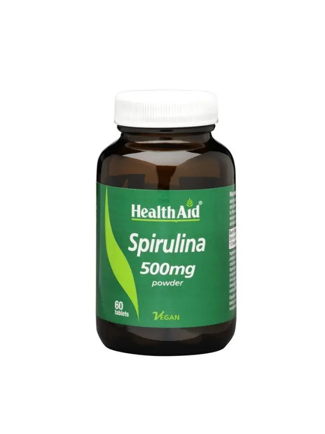 HEALTH AID Spirulina 500mg, 100% Hawaiian, 60 tabs