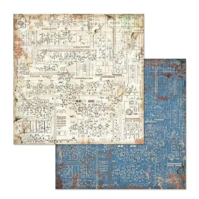Χαρτί Scrapbooking Stamperia Διπλής Όψης Antonis Tzanidakis Collection - Mechanical Fantasy Circuit - 31x30cm
