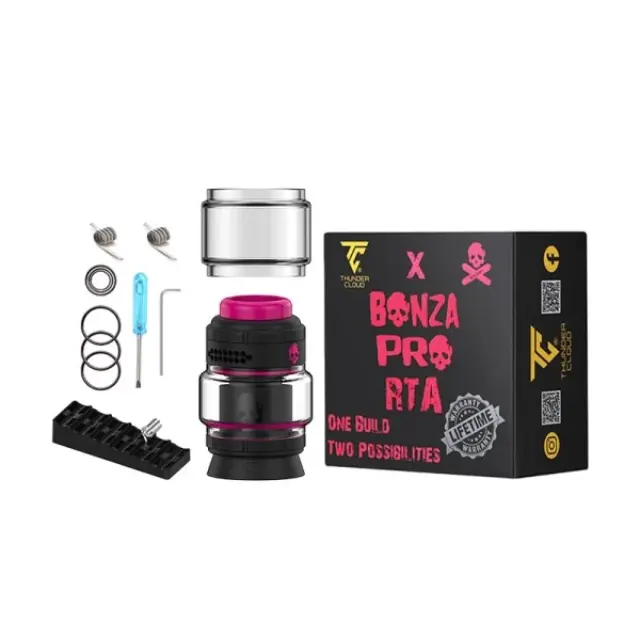 Bonza Pro RTA 4/6ml 26.5mm Black Pink Limited Edition - Thunder Cloud x Vaping Bogan 3