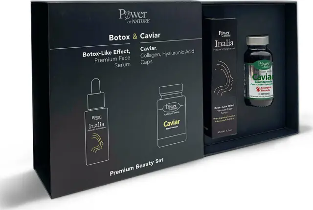 Power of Nature Botox Like Πακέτο Προσφοράς με Inalia Botox Like Effect Face Serum Αντιρυτιδικός Ορός Προσώπου, 30ml & Caviar Beauty Formula Προηγμένη Φόρμουλα Ομορφιάς με Μαύρο Χαβιάρι, 30caps Power Health Δείτε όλα τα προϊόντα Power of Nature Inalia 2