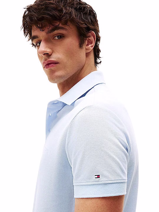 Tommy Hilfiger Ανδρικό Γαλάζιο Polo T-shirt με σημαιάκι στο μανίκι Γαλάζιο 2