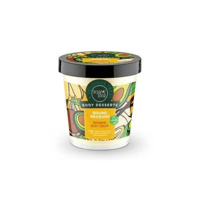 Organic Shop Body Desserts Banana Milkshake , Επανορθωτική κρέμα σώματος , Μπανάνα Milkshake , 450ml.