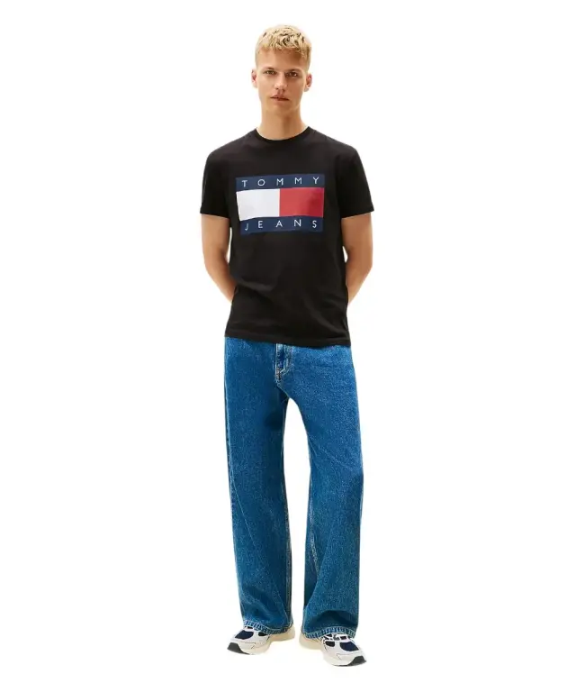 Tommy Hilfiger - Ανδρικό T-Shirt Flag Badge Jersey Regular Fit DM0DM22645-BDS Μαύρο 3