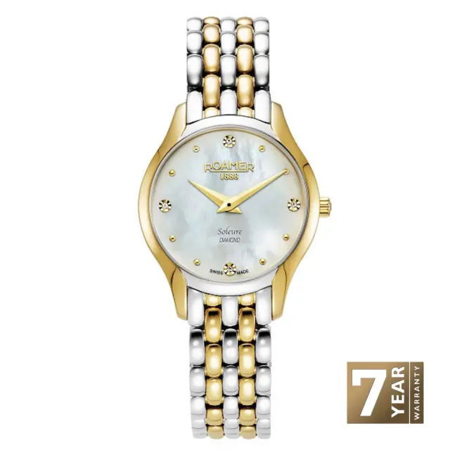 Roamer Soleure Diamond, Women's Watch, Silver / Gold Stainless Steel Bracelet 547857-47-25-50