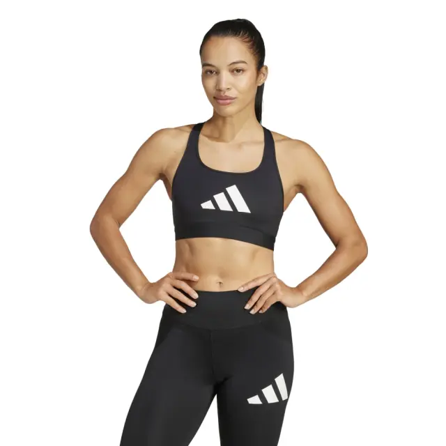 adidas Performance Women's PowerReact Big Logo Bra Μαύρο - Άσπρο JG1414 (adidas Performance) - XSmall