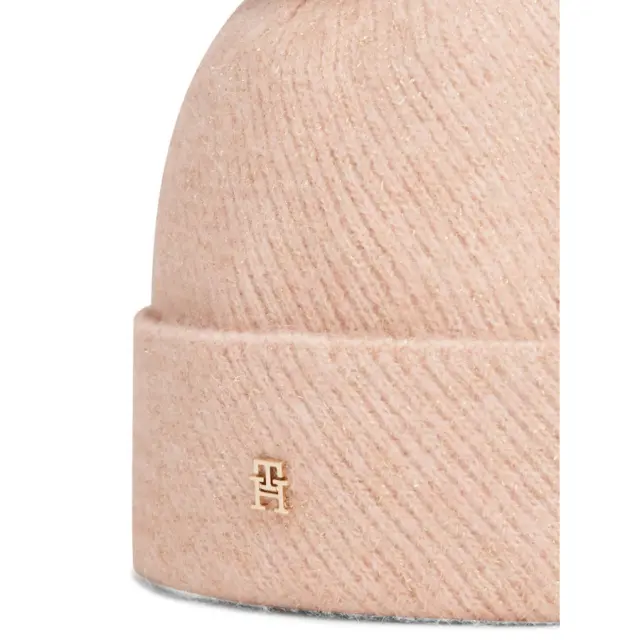 Tommy Hilfiger Γυναικείο Πλεκτό Σκουφάκι Pom Pom Lurex Ροζ 3