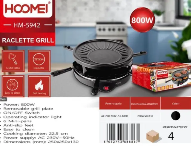 Επιτραπέζια Ηλεκτρική ψησταριά Raclette 800W Hoomei HM-5942 2