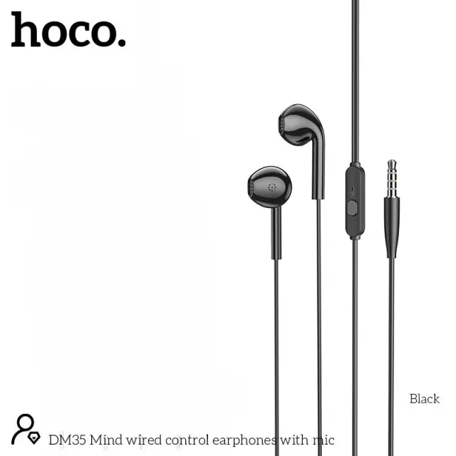 Hands Free Hoco. DM35 Mind Earphones Stereo 3.5mm με Μικρόφωνο και Πλήκτρο Λειτουργίας 1.2m Μαύρα 2