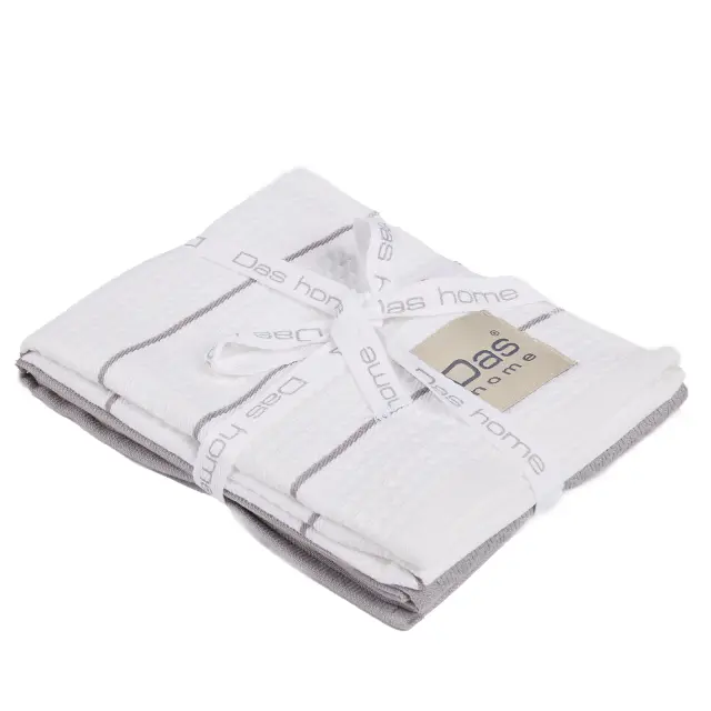 Πετσέτες Κουζίνας Σετ 2Τεμ 30x50 Das Home 0829 Grey-White 100% βαμβακερό 2