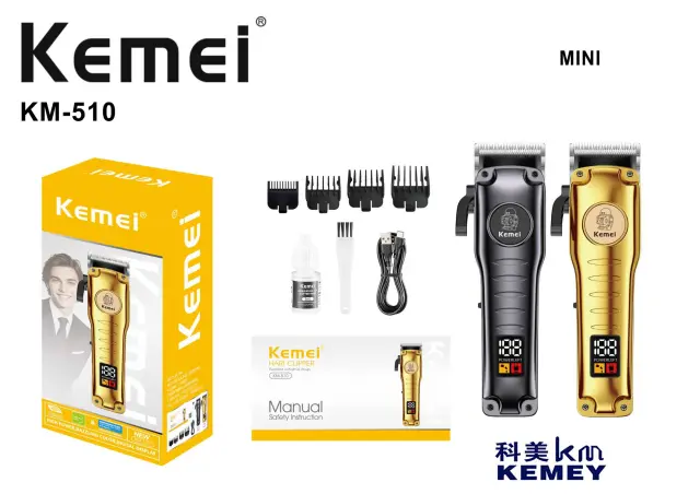 Kemei Σετ Επαναφορτιζόμενης Κουρευτικής Μηχανής Κόκκινο KM-510 2