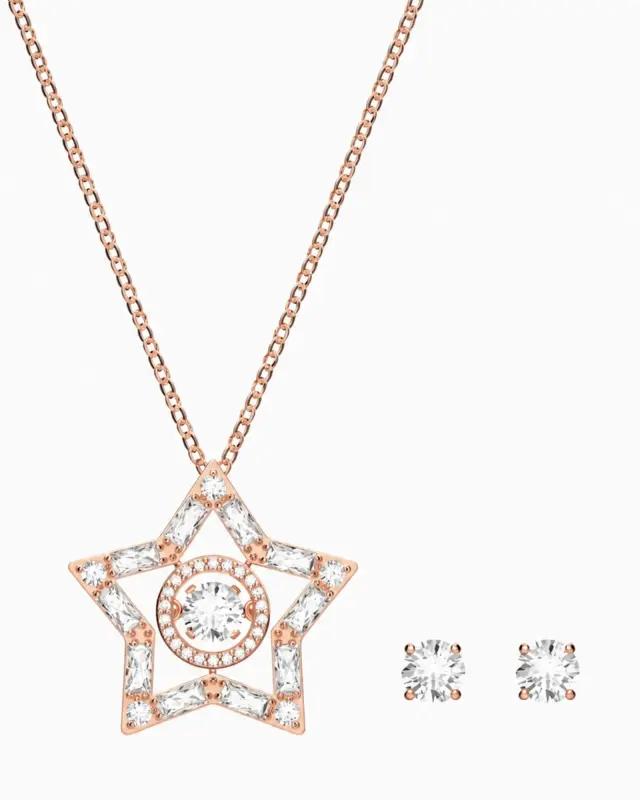 Swarovski Stella 5622730 Γυναικείο Σετ Κοσμημάτων Αστέρι Rose Gold με Λευκά Zirconia - One Size