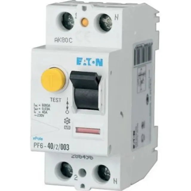 PF6-40/2/003-A Residual current circuit breaker (RCCB), 40A, 2p, 30mA, type A