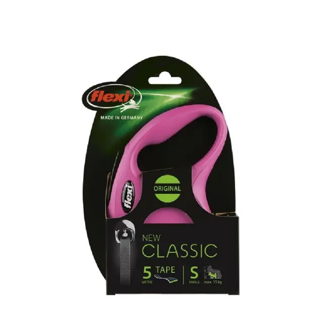 Flexi New Classic Πτυσσόμενο Λουρί/Οδηγός Σκύλου Ιμάντας Ροζ 5m Έως 25kg Ροζ - S 2