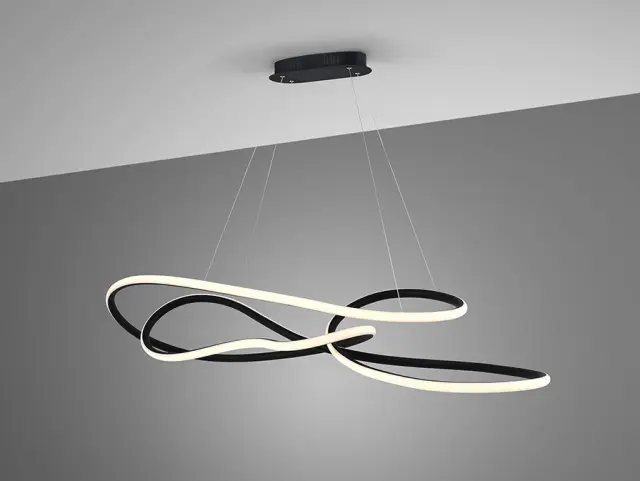 EVANIA Big Lamp Matt Black – Κρεμαστό Φωτιστικό LED 85W με Dimmer & Remote Μαύρο 3