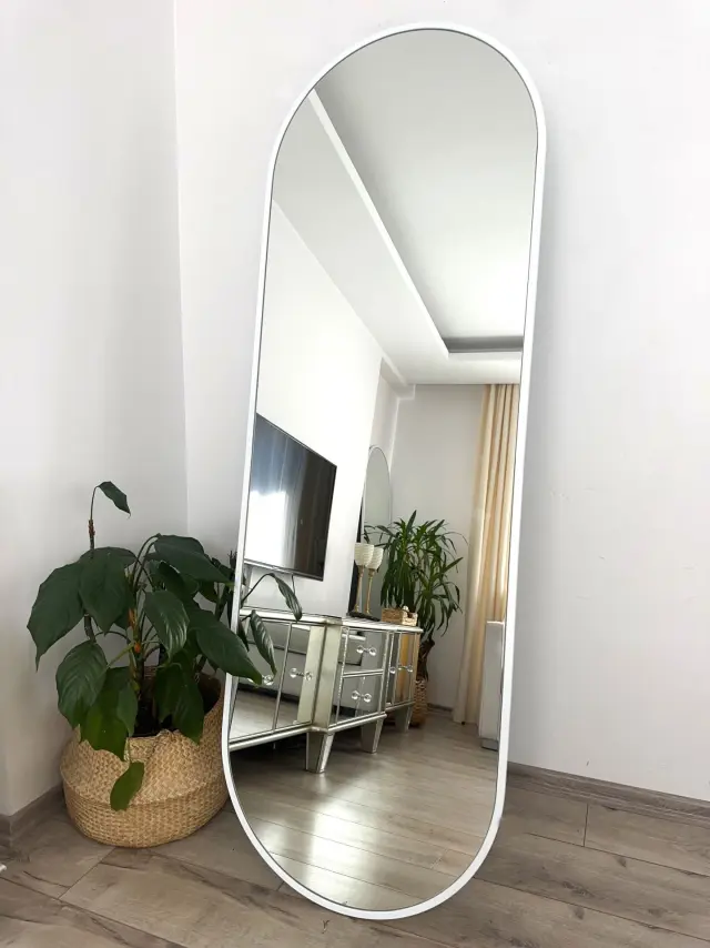 Stewehome Καθρέφτης Δαπέδου Μεταλλικός Οβάλ με Βάση για Σπίτι 180x60 cm 3