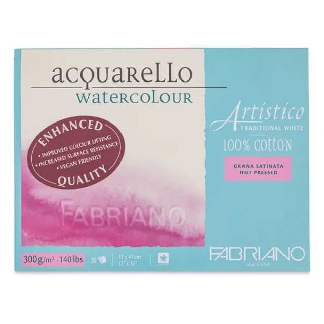 Μπλοκ Fabriano Artistico Ακουαρέλας H.P. (Λεία Επιφάνεια) Tr. White 300g/m² Enhanced - 31x41cm - 20 Φύλλα