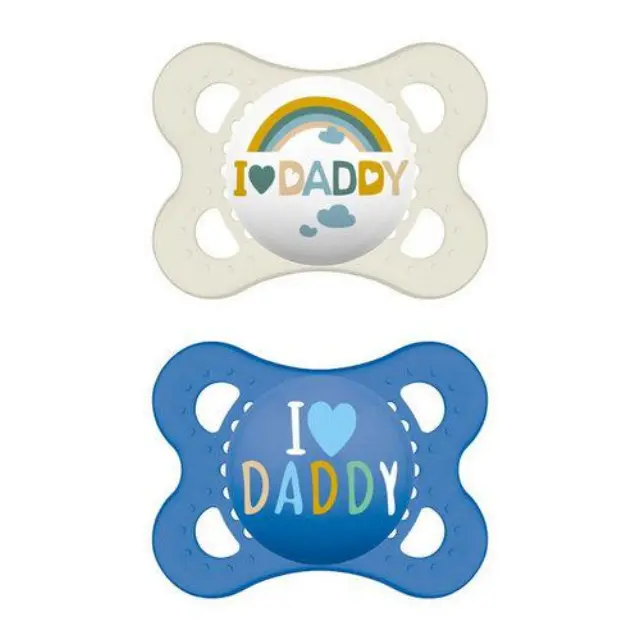 Mam Ι Love Mummy & Daddy Πιπίλες σιλικόνης (115SΒ1) 2-6 Μηνών Μπλε - Λευκό, 2τμχ