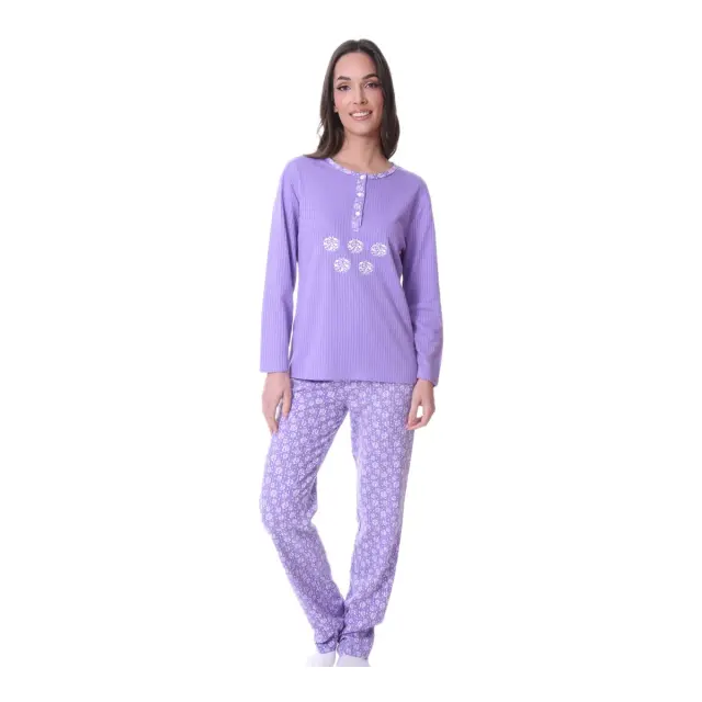Lydia Creations Γυναικεία Πυτζάμα με Πατιλέτα LC, Χρώμα Μωβ