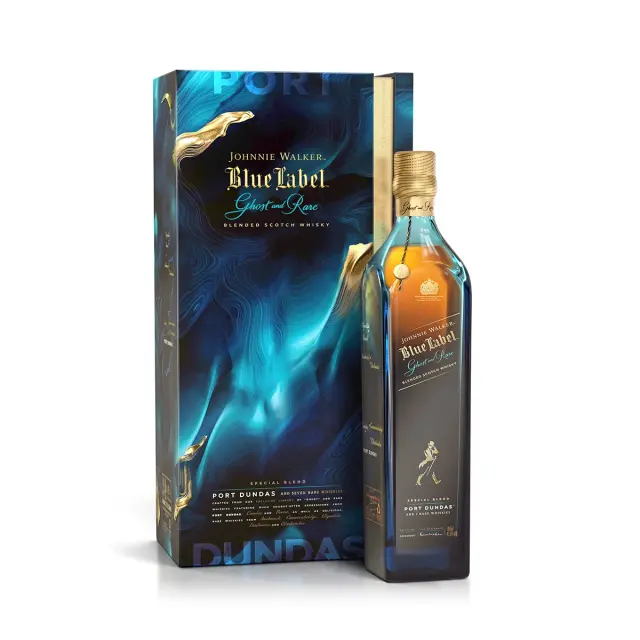 JOHNNIE WALKER BLUE LABEL GHOST AND RARE PORT DUNDAS WHISKY 700ML