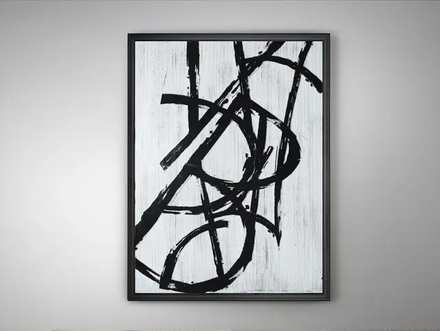 Graphos Blanco 500821 – Διακοσμητικό Κάδρο 75x100cm με Εκτύπωση σε Γυαλί και Μαύρη Κορνίζα Άσπρο Γκρί Μαύρο