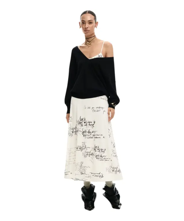 Desigual - Γυναικείο Μακρύ Φόρεμα Morisot 26SWVK33-1001 Λευκό