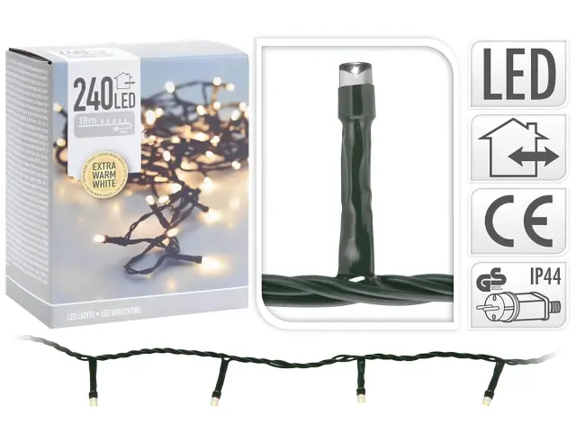 240 Φωτάκια LED - 18 Μέτρα + 3 Μέτρα σύνδεσης, Κανονική Διάταξη, Πράσινο καλώδιο PVC - Θερμό λευκό AX8401540 3
