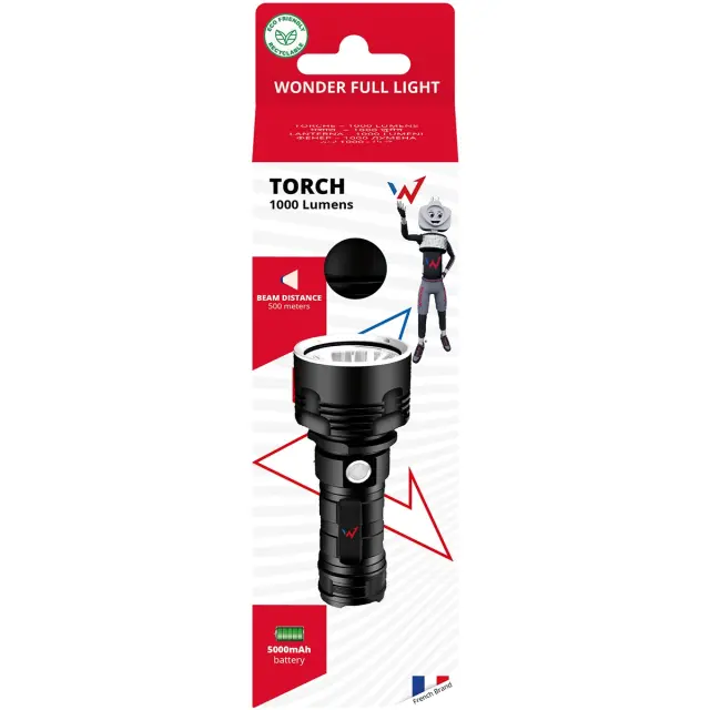 Φακός Wonder Wt10001W 1000 Lumens Απόσταση Δέσμης: 500m Αυτονομία: 4h Βάρος: 310gr IP44 Μεταλλικός 2