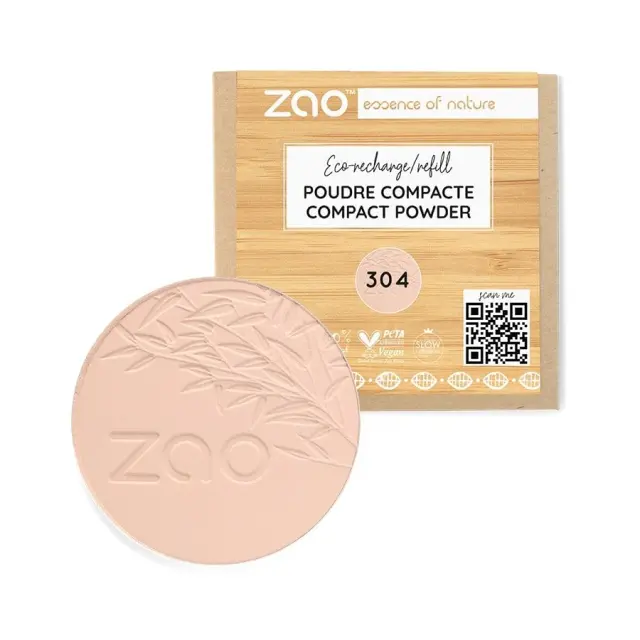 Zao Organic Compact Powder Refill – Βιολογική Ματ Πούδρα Προσώπου (Ανταλλακτικό) - 304 Capuccino