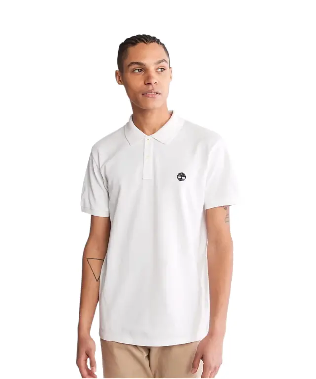 Timberland - Ανδρικό Κοντομάνικο T-shirt Polo Slim Fit Mε Λογότυπο Oyster River TB0A2BS1-100 Λευκό 2