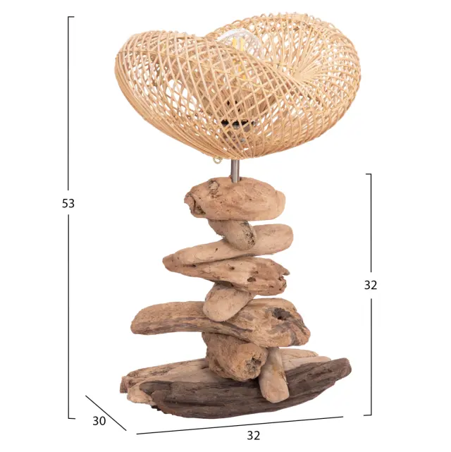 Επιτραπέζιο διακοσμητικό φωτιστικό Ivar Driftwood & Rattan 32x30x53 εκ. 2