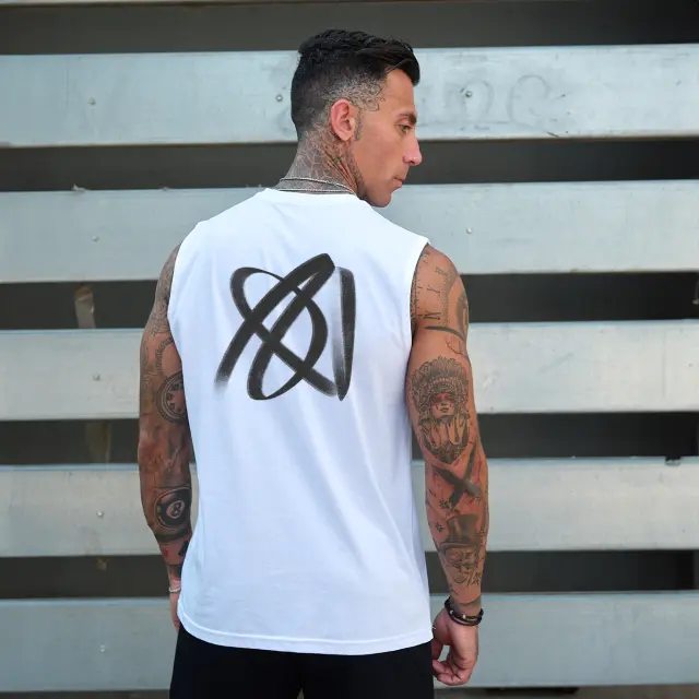 Αμάνικο Noshame® Λευκό με τύπωμα NS Calligraphy - 182539 - XXL