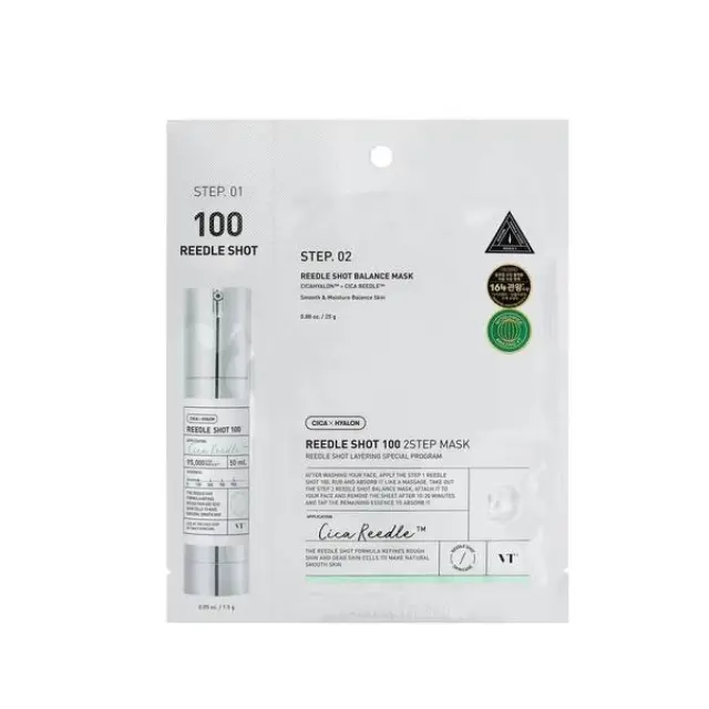 VT Cosmetics Reedle shot 100 2-step mask – Μάσκα 2 βημάτων με τεχνολογία microneedle 1.5g+25g