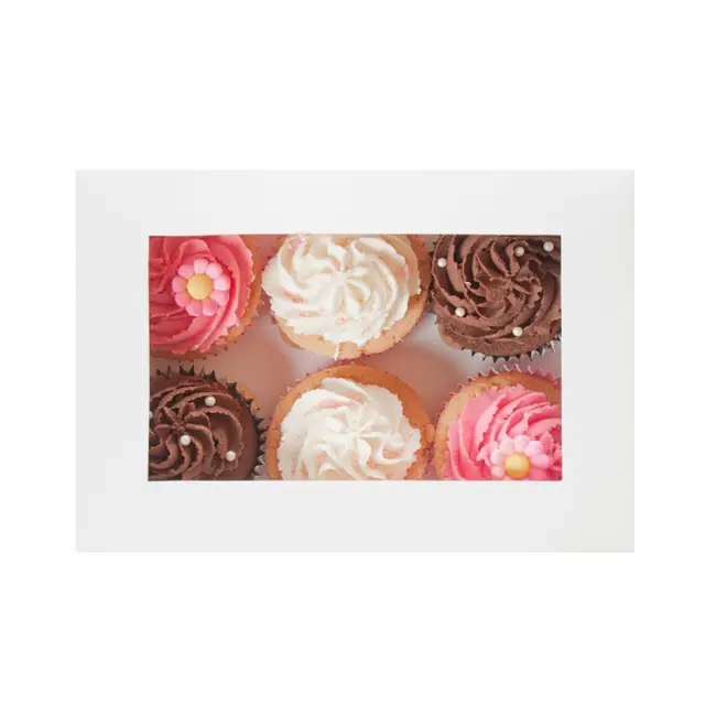 House of Marie Κουτί Cupcake με Παράθυρο 6 Θέσεων - Λευκό - 2τμχ.