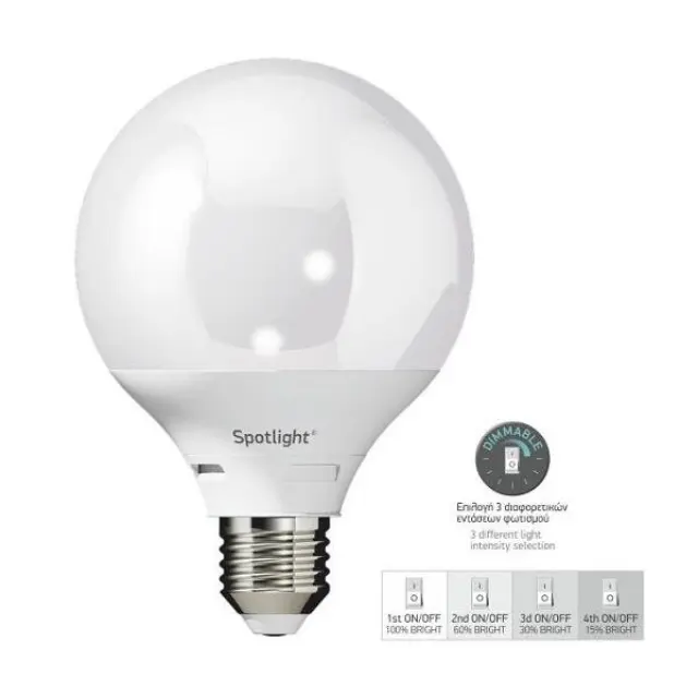 Λάμπα Led G95 10W E27 3000K Dimmable On/Of Switch Spot Light 5584