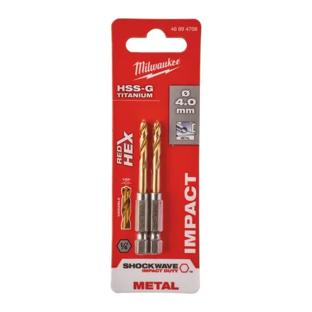 Milwaukee 48894708 - ΤΡΥΠΑΝΙΑ ΤΙΤΑΝΙΟΥ 1/4'' 4mm SET 2τμχ MW 2