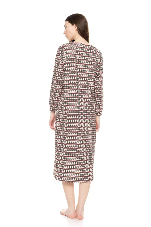 W1564 - Type - NIGHTGOWN V FOREST GREEN GEO 3
