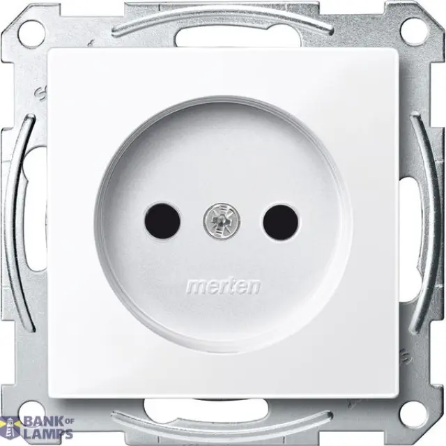 Socket-outl. w/o earth. contact, shut., screw term., active wht, glossy, Sys. M