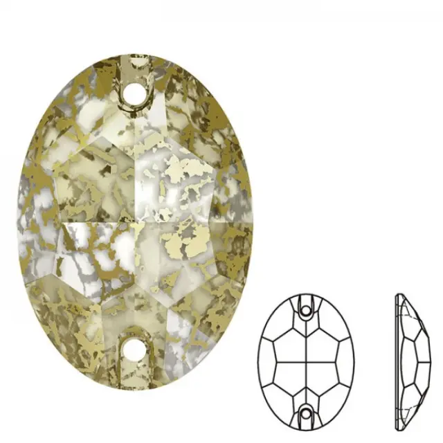 Swarovski 3210 Sew-On Oval Crystal Gold Patina 16x11mm - 2τεμ