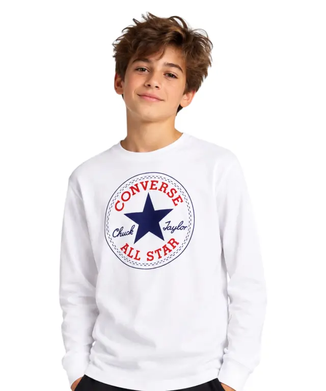 Converse - Παιδική Μακρυμάνικη Μπλούζα Chuck Patch Long Sleeve T-Shirt 966243-001 Λευκό