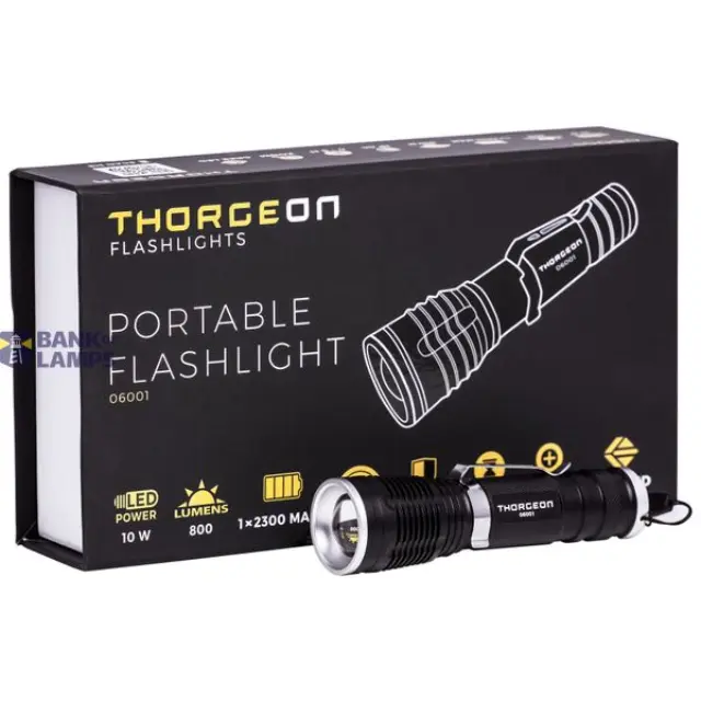 LED Flashlight 10W 800Lm IP44 (30x115mm) + 18650 accumulator 1x2300mAh