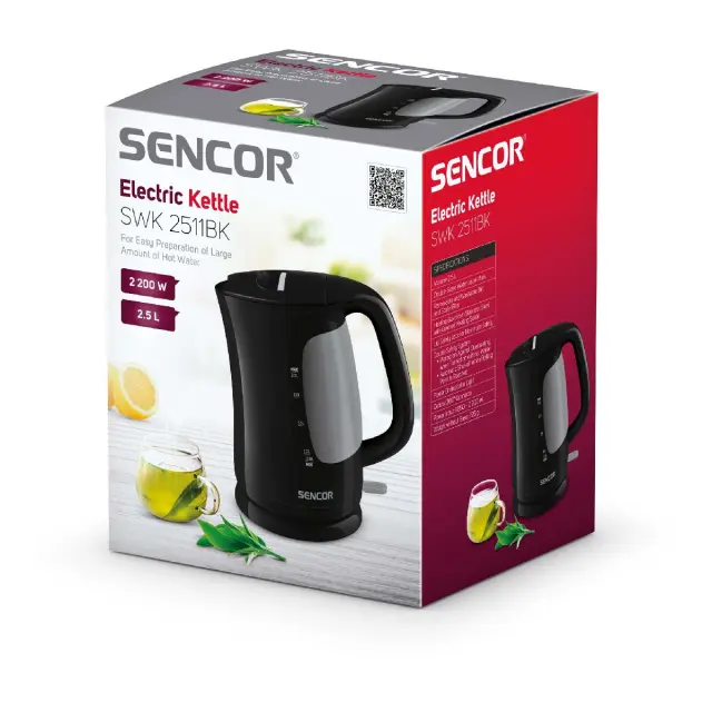 Βραστήρας Sencor SWK 2511BK 2.5lt 2200W με Διπλή Ένδειξη Στάθμης και Πλαστικό Σώμα Μαύρος 2