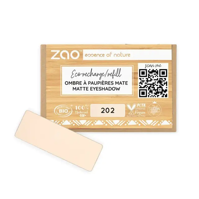 Zao Organic Eyeshadow Rectangle Matte – Βιολογική Ματ Σκιά Ματιών (Ανταλλακτικό) - 202 Matte Brown Beige