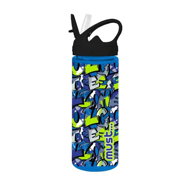 Must Παγούρι Πλαστικό με Καλαμάκι 500ml Black (000585686)