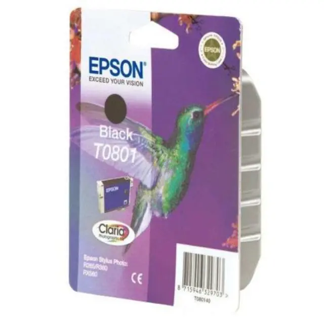 Epson T0801 Γνήσιο Μελάνι Εκτυπωτή InkJet Μαύρο (C13T08014010 C13T08014011 C13T08014020 C13T08014021)