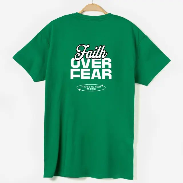 T-shirt Noshame® Πράσινο με τύπωμα Faith over Fear - 122577 - XXL 2