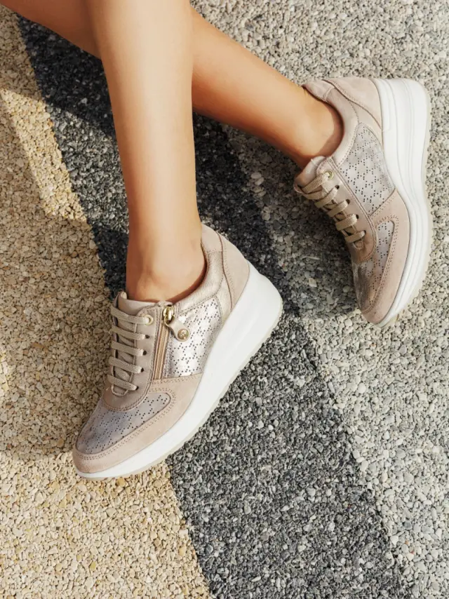Imac Sneakers Γυναικείο δέρμα/δέρμα Nubuck Μπεζ IMA/555740 TAUPE/PERLATA - 40 2