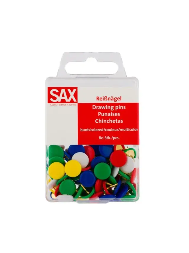 Sax Πινέζες Χρωματιστές 80 Τεμαχίων/ 9014400179670 (Sax)