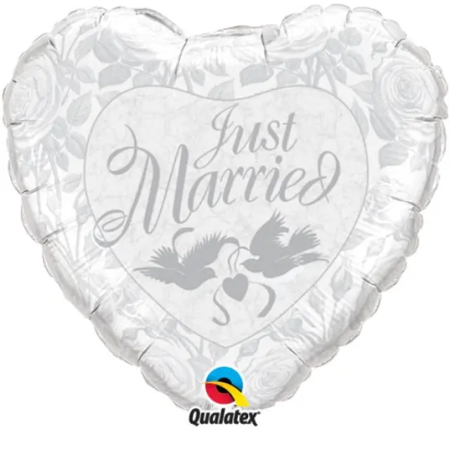 Φοιλ 36 Καρδιά Just Married White and Silver