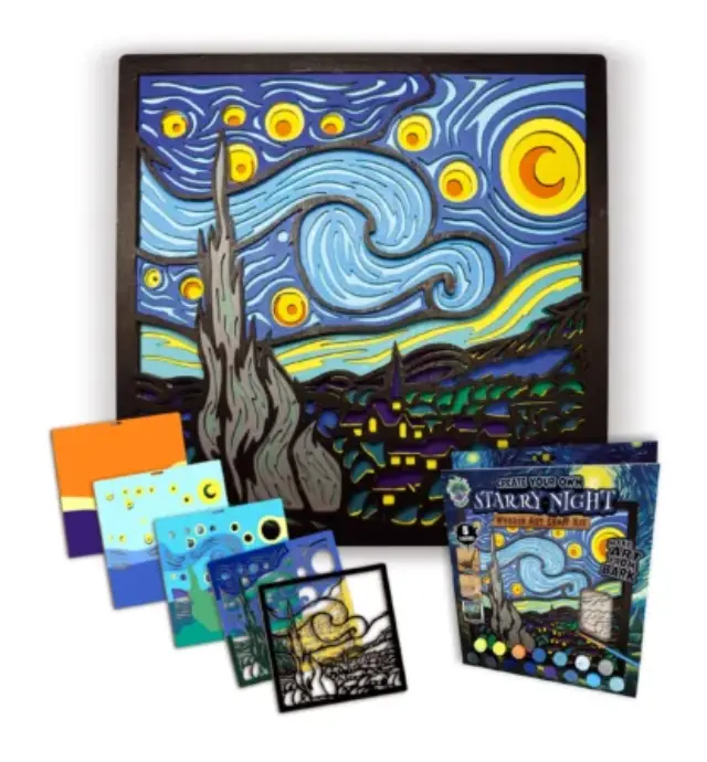 Splat Planet 3D Ξύλινη Κατασκευή Ζωγραφικής / Wooden Art Craft Kit: Starry Night 2