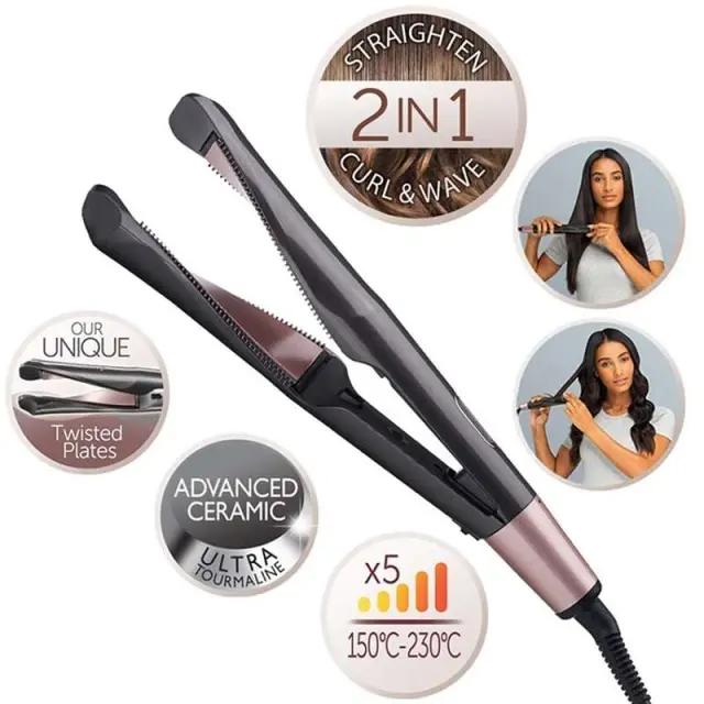 Ψαλίδι μαλλιών για ίσιωμα και μπούκλες 2 σε 1 curl & straight confidence